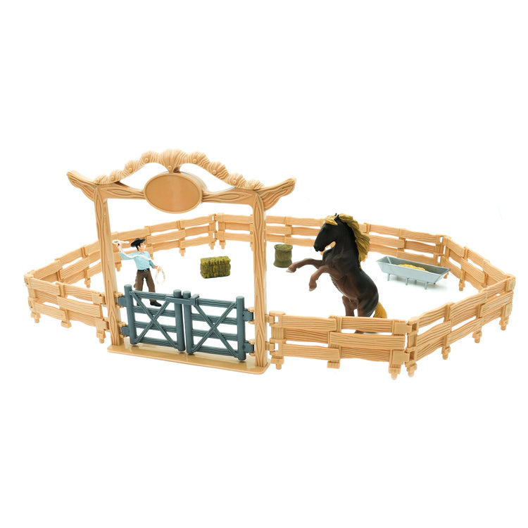 Western Ranch Corral Playset with Horse & Cowboy